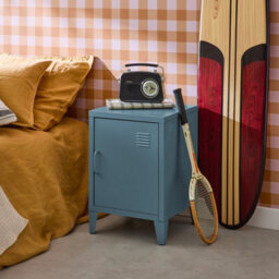 Sweeek - Industrial Metal Bedside Table With 1 Door Soho Grey Blue 38X38X57 Cm - thumbnail 7