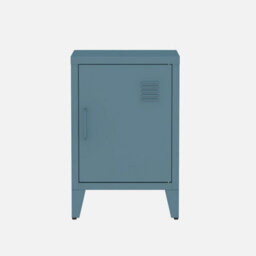 Sweeek - Industrial Metal Bedside Table With 1 Door Soho Grey Blue 38X38X57 Cm - thumbnail 3