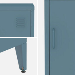 Sweeek - Industrial Metal Bedside Table With 1 Door Soho Grey Blue 38X38X57 Cm - thumbnail 5