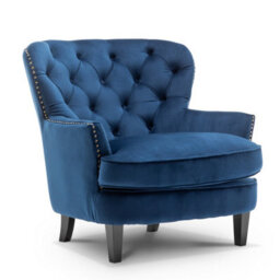 Velvet Blue Buttoned Ava Accent Chair - thumbnail 3