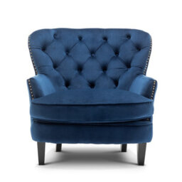 Velvet Blue Buttoned Ava Accent Chair - thumbnail 2