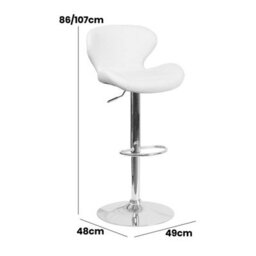 Fwstyle Set Of 2 White Faux Leather Adjustable Swivel Bar Stools - thumbnail 5