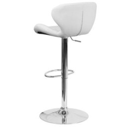 Fwstyle Set Of 2 White Faux Leather Adjustable Swivel Bar Stools - thumbnail 3