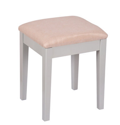 Aspect Furniture Dressing Table Stool With Padded Seat, Wood In Grey Finish, Beige Cushion - image 1