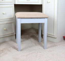 Aspect Furniture Dressing Table Stool With Padded Seat, Wood In Grey Finish, Beige Cushion - thumbnail 4
