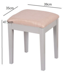 Aspect Furniture Dressing Table Stool With Padded Seat, Wood In Grey Finish, Beige Cushion - thumbnail 7