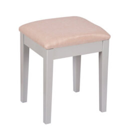 Aspect Furniture Dressing Table Stool With Padded Seat, Wood In Grey Finish, Beige Cushion - thumbnail 2