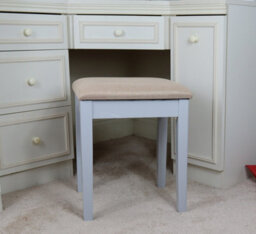Aspect Furniture Dressing Table Stool With Padded Seat, Wood In Grey Finish, Beige Cushion - thumbnail 3