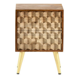 Wyld Haus Shenzhen Mango Wood Side Table, 2 Drawers, Gold Geometric Pattern - thumbnail 3