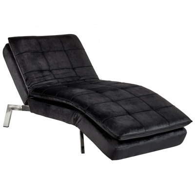 Beliani Chaise Longue Loiret Velvet Black - image 1