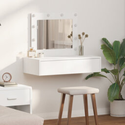 Walplus Wall Hanging Dressing Table With Led Lights - White