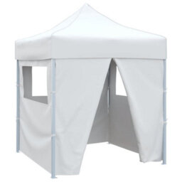 Walplus Professional Folding Party Tent Garden Gazebo Canopy With 4 Sidewalls 2X2 M Steel White - thumbnail 1