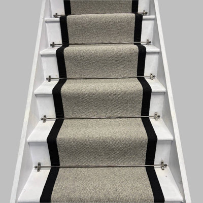 RainbowHome Squirrel Grey Wool Stair Runner With 100% Cotton Black Border 70 700 - image 1