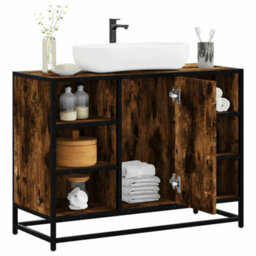 Walplus Bathroom Sink Cabinet Smoked Oak 80X33X60 Cm Engineered Wood - thumbnail 1