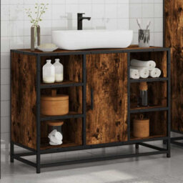 Walplus Bathroom Sink Cabinet Smoked Oak 80X33X60 Cm Engineered Wood - thumbnail 4