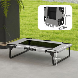 Pawhut Raised Dog Bed With Breathable Mesh For S & M Dogs, Light Grey - thumbnail 3
