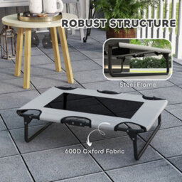 Pawhut Raised Dog Bed With Breathable Mesh For S & M Dogs, Light Grey - thumbnail 5