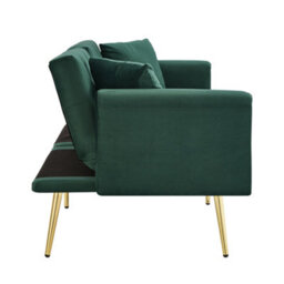 Matteo Luxury Two-Seater Velvet Sofa Bed With Gold Accents And Adjustable Backrest - thumbnail 9