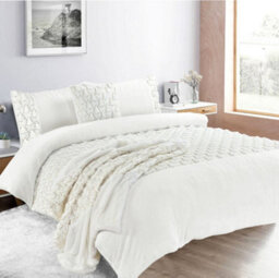 Homes & Linen Teddy Fleece Christmas Tree White Duvet Cover Set Soft Plush Festive Winter Bedding