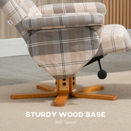 Homcom Recliner Chair And Footstool Linen-Touch Fabric Wooden Base Multicolour - thumbnail 7