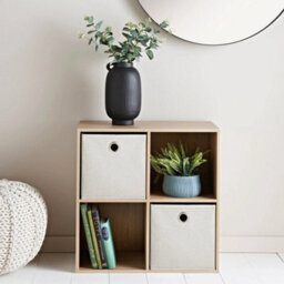 4 Cube Storage Unit Bookcase Wooden Storage Cabinets Book Shelf Display Unit Oak - thumbnail 4
