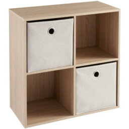 4 Cube Storage Unit Bookcase Wooden Storage Cabinets Book Shelf Display Unit Oak - thumbnail 5