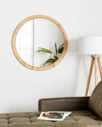Beliani Wall Mirror Anlezy 80 Cm 80 Cm Rattan Natural - thumbnail 2