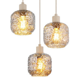 Luminosa Lighting Luminosa Antonio Cluster Pendant Ceiling Light Matt Beige 3X E27 - thumbnail 4