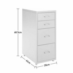 White Four Drawers-W 4 Drawers Storage Cabinet Bedroom Cupboard On Castors Storage Side Table Desk - thumbnail 2
