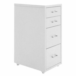White Four Drawers-W 4 Drawers Storage Cabinet Bedroom Cupboard On Castors Storage Side Table Desk - thumbnail 1