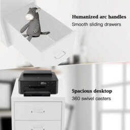White Four Drawers-W 4 Drawers Storage Cabinet Bedroom Cupboard On Castors Storage Side Table Desk - thumbnail 5