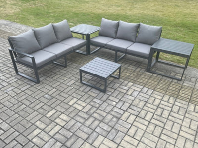 Fimous Aluminium 5 Pieces Garden Furniture Sofa Set With Cushions 6 Seater Outdoor Patio Set With Coffee Table 2 Side Tables - image 1