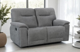 2 Seater Manual Recliner Sofa In Grey Fabric