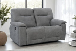 2 Seater Manual Recliner Sofa In Grey Fabric - thumbnail 2