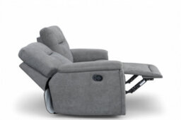 2 Seater Manual Recliner Sofa In Grey Fabric - thumbnail 3