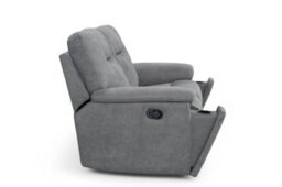2 Seater Manual Recliner Sofa In Grey Fabric - thumbnail 4
