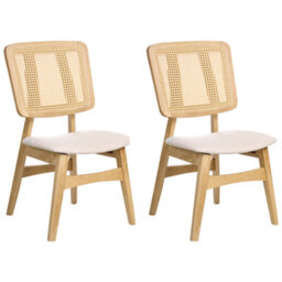 Beliani Set Of 2 Dining Chairs Alcova Wood Light Brown - thumbnail 1