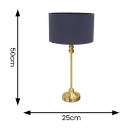 Valuelights Maggie Gold Metal Candlestick Slim Table Lamp With Navy Blue Fabric Drum Lamp Shade And Led Bulb - thumbnail 4