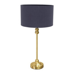Valuelights Maggie Gold Metal Candlestick Slim Table Lamp With Navy Blue Fabric Drum Lamp Shade And Led Bulb - thumbnail 2