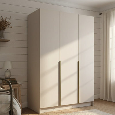 Calia I Minimalist Three Door Cashmere Wardrobe With Gold Handles - image 1