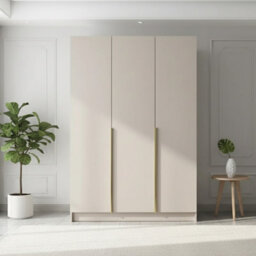 Calia I Minimalist Three Door Cashmere Wardrobe With Gold Handles - thumbnail 2