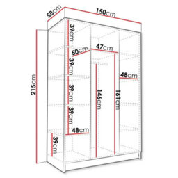 Calia I Minimalist Three Door Cashmere Wardrobe With Gold Handles - thumbnail 4