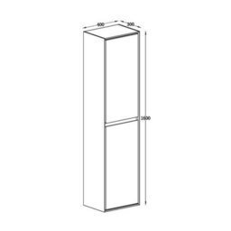 Plum&clay Norton Light Grey & Oak Wall Hung Bathroom Tall Storage Unit (H)1600mm (W)400mm - thumbnail 2