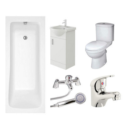 Veebath Sophia 1700mm Bath, Vanity Unit & Toilet Bathroom Suite - image 1