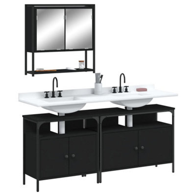 Berkfield 3 Piece Bathroom Furniture Set Black Engineered Wood - image 1