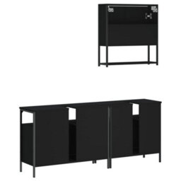 Berkfield 3 Piece Bathroom Furniture Set Black Engineered Wood - thumbnail 8