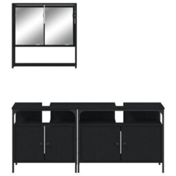 Berkfield 3 Piece Bathroom Furniture Set Black Engineered Wood - thumbnail 5