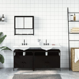 Berkfield 3 Piece Bathroom Furniture Set Black Engineered Wood - thumbnail 3
