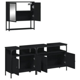 Berkfield 3 Piece Bathroom Furniture Set Black Engineered Wood - thumbnail 6