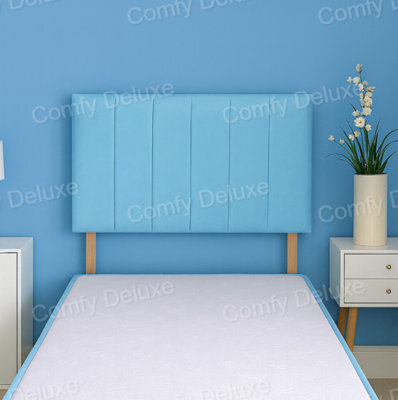 Comfy Deluxe Sky Blue Plush Velvet 6Ft Superking Headboard 20 Inches